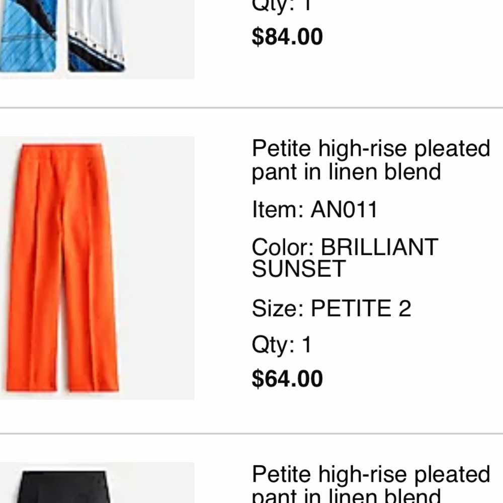 NWT J. Crew orange linen pleated pants in 2P (2 Petite)